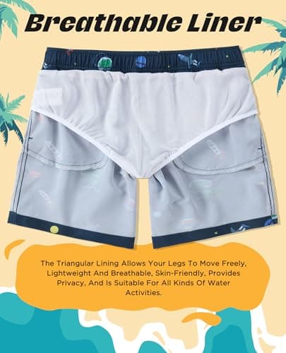 CoozySphere Boys Swimming Trunks Mesh Liner Swim Shorts Quick Dry Bathing Suit Beach Swimsuit Swimwear 5-6 Year Old - Thumbnail 3
