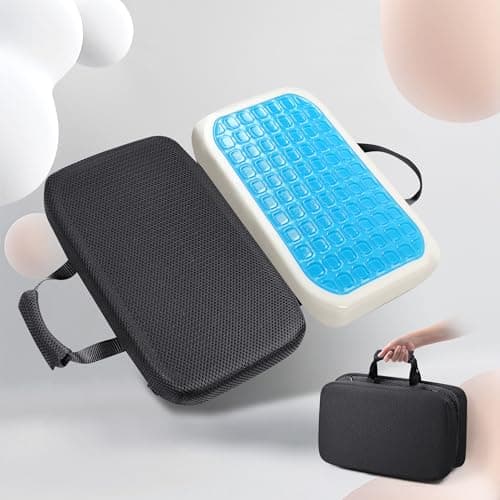 SCOMEE Gel Memory Foam Seat Cushion with Washable Cover Non-Slip Thick Chair Cushion with Portable Handle & Storage Pocket Adjustable Chair Pad for Long Sitting (Black) - Image 1