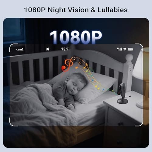 Envilink Upgrade Smart 1080P WiFi Baby Camera with APP, Video Baby Monitor with Camera and Audio, Cry Detection, Sleep Report, Night Vision, 2-Way Talk, 8 Lullabies Cloud Storage, Share to Family - Thumbnail 3