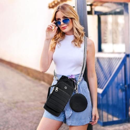 YIQUN Water Bottle Carrier bag with Strap ，Water Bottle Holder with Strap and with Phone Pocket for Walking, Hiking, Cycling - Thumbnail 2