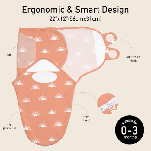 GLLQUEN BABY 3-Pack Baby Swaddle Sleep Sacks with Zipper for Newborn - Baby Swaddles 0-3 Months, Infant Swaddling Sack, Rainbow & Sun, Swaddles Blanket Wrap (Small/Medium) - Thumbnail 4