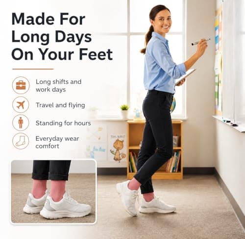 CopperJoint Copper Compression Socks for Women, Knee High Compression for Circulation, Socks for Nurses, Running, Travel & Everyday Use, Ideal Gifts for Women & Maternity- 2 Pairs in a Pack - Large - Thumbnail 2
