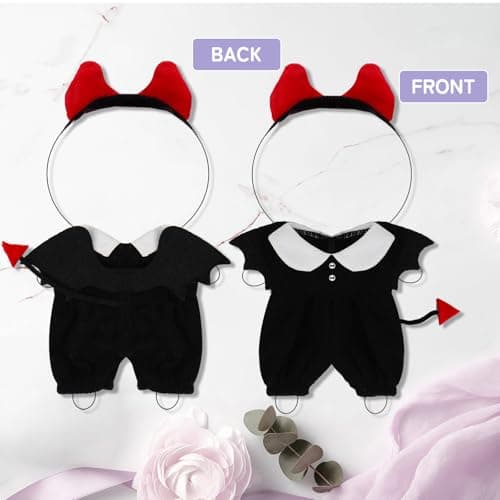 Halloween Red Devil Costume Clothes Set with Horn Headband for 15-17cm (4 Inch) Blind Box Dolls - Thumbnail 5