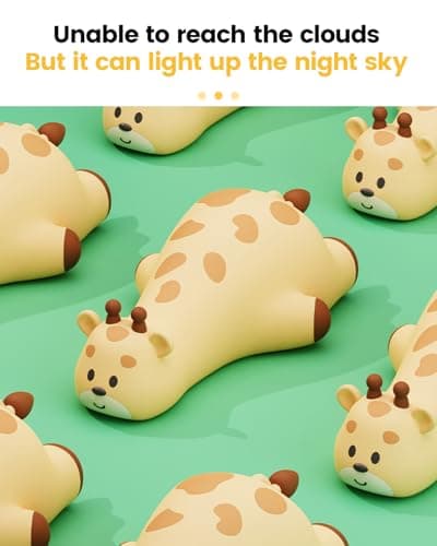 joyful xinghai Kids Night Light Giraffe, Silicone Tap Control Bedside Lamp with Time Auto-Off, Cute Portable LED Nursery Light for Baby, Toddler, Bedroom - Thumbnail 3