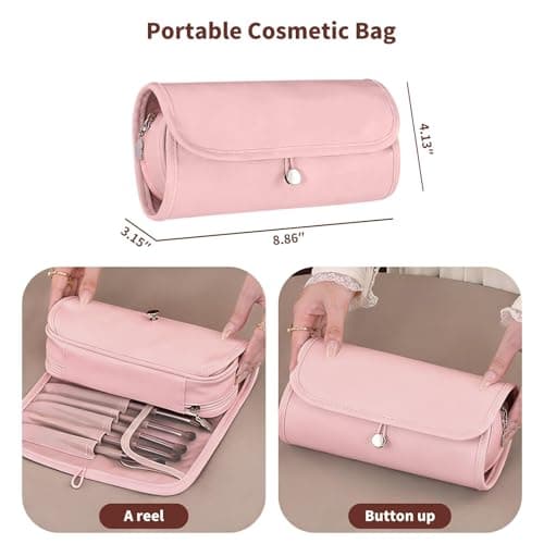 Cosmetic Bag,Portable Toiletry Bag for Women,Travel Makeup Case,Waterproof Makeup Organizer Pouch(Pink) - Thumbnail 4