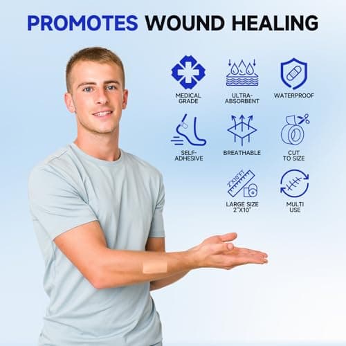 Hydrocolloid Roll for Wound Care - Medical Grade Self-Adhesive Gel Bandages, Ultra Absorbent & Waterproof Bandage, DIY Cut-to-Size First Aid Supply (2in×10ft) - Thumbnail 5