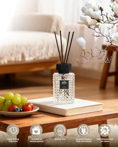 Hazioglen Reed Diffuser Set, White Magnolia Scented Home Fragrance Air Freshener for Bathroom Shelf Decor, 5.07 fl oz/150ml Essential Oil with Sticks - Thumbnail 5