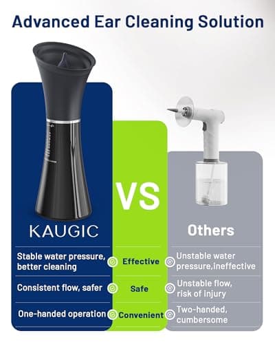 KAUGIC Upgraded Ear Wax Removal with One-Piece Waste Tank, Safe Cleaner with Water Temperature Sensor, Effective Ear Irrigation Kit, IPX7, FSA-HSA-Eligible, Black - Thumbnail 3
