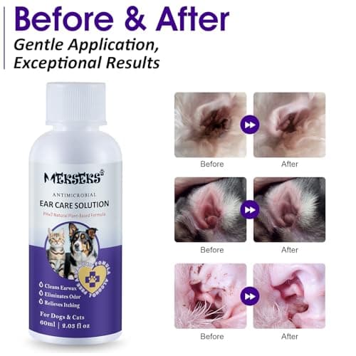 Mekseks Dog Ear Cleansing Solution Ear Infection Treatment Drops for Dogs Cats Ear Cleaner Wash, Relieves Itchy Ears Redness, Removes Earwax Debris Odor, Gentle Natural 2.03 fl oz - Thumbnail 3