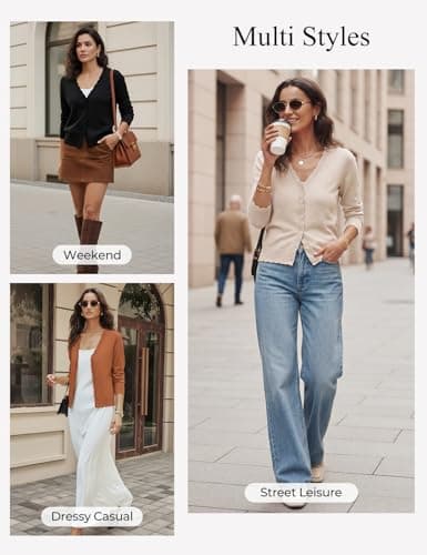 GRACE KARIN Lightweight Summer Button Up Cardigan Sweater for Women Beige M - Thumbnail 6
