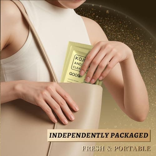 Individually Sealed Turmeric Kojic Acid Cleansing Pads - Stays Fresh, Hygienic! (20 Pads) - Gentle Brightening Exfoliator for Dark Spots & Hyperpigmentation, Travel-Size - Thumbnail 5