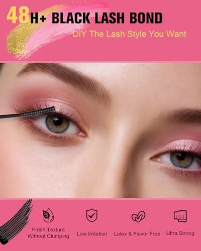 EMEDA Lash Cluster Glue, Lash Bond and Seal Waterproof for DIY Eyelash Extensions, 2-in-1 Bond and Seal Strong Hold Cluster Eyelash Glue for Individual Eyelashes Latex Free (Black+Clear) - Thumbnail 2