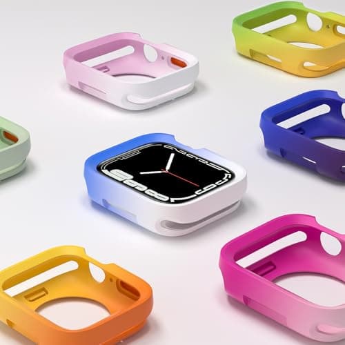 SDOCEBF Rugged Case for Apple Watch Case 41mm 40mm Series 9/8/7/6/5/4/SE3/2/1, Soft Flexible TPU Shockproof Protective Cover Thin Bumper for iWatch 41mm 40mm, Blue-White - Thumbnail 6