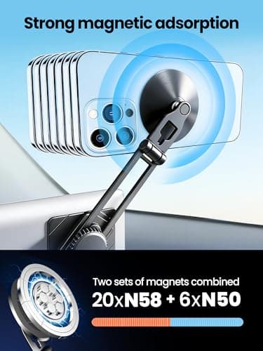 XIREL Full Zinc Alloy for Tesla Phone Mount | MagSafe-Compatible [Strong Magnetic] Foldable 360° Adjustable for Tesla Model 3/Y/Juniper/Cybertruck,Fits All Phones+&iPhone16-12,Tesla Accessories - Thumbnail 3