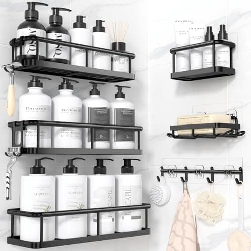 YASONIC Shower Caddy Adhesive, Rustproof Shower Shelves for Inside shower, No Drilling Bathroom Organizers and Storage, 6 Pack Large Capacity Bathroom Caddy for Kitchen & Home Decor-XXL Size - Image 1