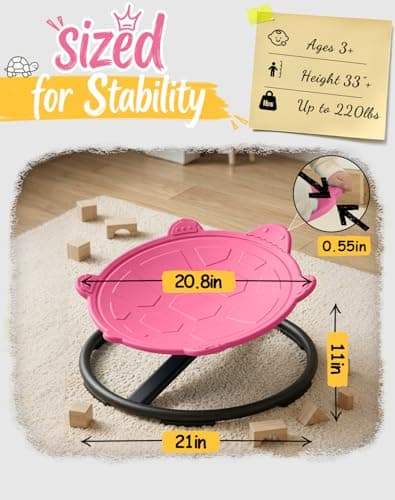 Oranmew Turtle Spinning Chair for Autistic Kids – Sensory Spinning Toy, Spin Chair for Kids Autism, Sensory Swivel Seat for Balance, Coordination, Focus & ADHD Support, Autism Sensory Products (Pink) - Thumbnail 3