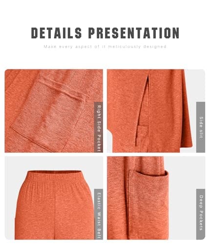 YOAKUKA Women's Two Piece Lounge Sets Loose Fit Short Sleeve Tops and Wide Leg Pants Casual Matching Travel Outfits Tracksuit - Thumbnail 6