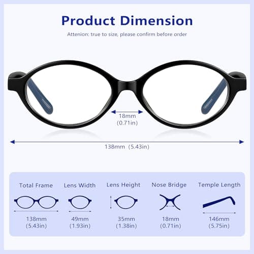 YDAOWKN Oval Blue Light Blocking Glasses for Women Men,Glasses Frame Bluelight for Gaming/Computer/Screen - Thumbnail 5