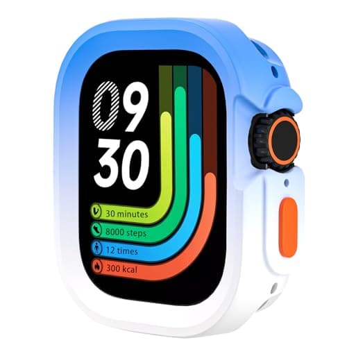 SDOCEBF Slim Flexible TPU Case for Apple Watch Ultra 3/2/1 49mm, Shockproof Bumper Cover with Raised Edge Ultra Thin Full Protection Lightweight iWatch Case, Blue-White