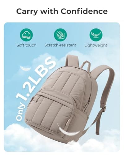 BAGSMAT Womens Backpack Travel Laptop Backpack for Women, Quilted College Laptop Bookbag, Work Back Pack for Women, Cute Computer Water-Resistant Casual Daypack, Puffer Pink - Thumbnail 6