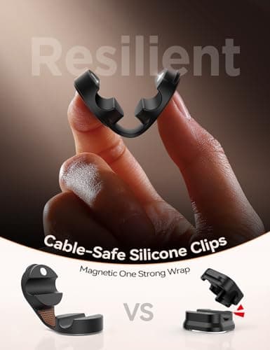 8-Pack Silicone Cord Organizer Magnetic Cable Clips, Adhesive Cable Management Under Desk Wire Hider, FLYLEAD Desktop Cable Organizer for Phone, Office Workspaces Desk Organization Home Accessories - Thumbnail 2