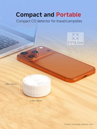 HEIMAN Smart Carbon Monoxide Detector, Wi-Fi Nano CO Alarm, ETL Listed Real-Time Push Notifications Battery Powered, Test-Reset Button, 2034 Standards, 10-Year Figaro Sensor, Portable for Trave - Thumbnail 5
