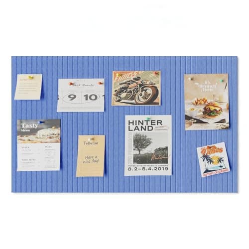 Rokeblau 24 * 16 inches Large Bulletin Board, Decorative Felt Pin Board, 0.35“ Thick Foldable Photo Display Board with Self-Adhesive Tape, Vision Board for School Home Kitchen Office Walls - Sky Blue - Image 1