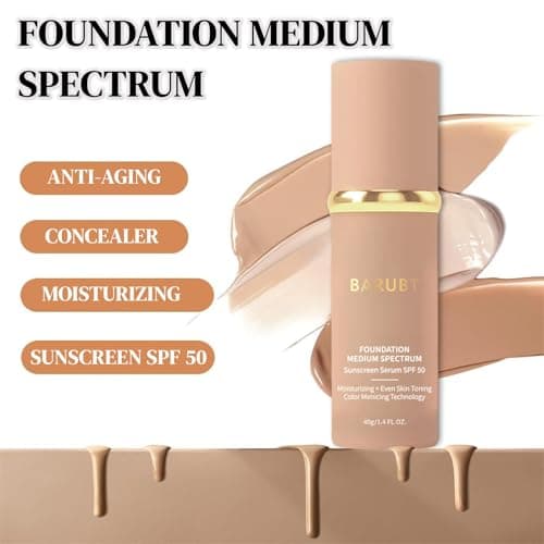BARUBT 4-in-1 Color Changing Foundation, Medium Spectrum, Full Coverage Self-Adjusting Makeup for Mature Skin, Waterproof Liquid Concealer with Hyaluronic Acid for Daily Touch-Ups Travel 40ML*2 2PCS - Thumbnail 2