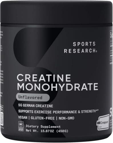 Sports Research® Creatine Monohydrate Powder w/Creapure® - Gain Lean Muscle, Improve Performance, & Support Workout Recovery* - 5g German Creatine · NSF Sport · Easy Mixing - 90 Servings (Unflavored) - Thumbnail 4