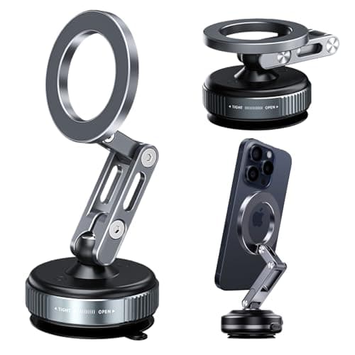 for MagSafe Car Mount – Vacuum Lock Magnetic Phone Holder with Strong Suction Cup, Adjustable Extendable Phone Stand, 360° Rotatable Dashboard & Windshield Mount for iPhone 16 15 14 13 12 Pro Max - Image 1