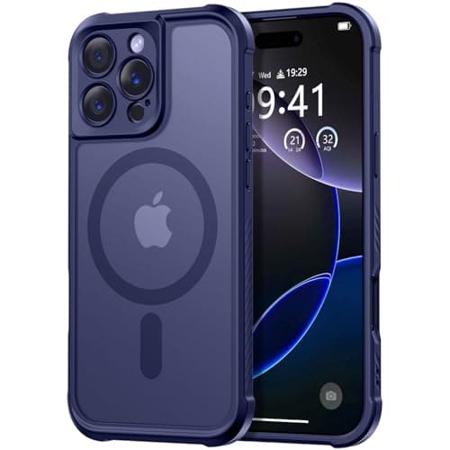 Thomo Magnetic for iPhone 16 Pro Max Case, [Full Camera Protection] [Compatible with Magsafe] Military-Grade Shockproof, Anti-Fingerprint Translucent Matte Phone Case,Deep Blue - Image 1