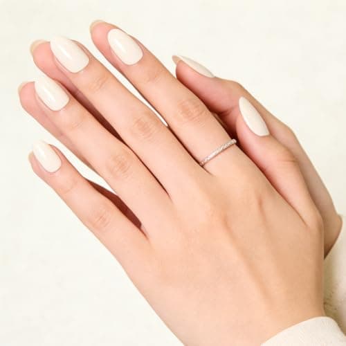 White Press On Nails Almond,Medium Soft Gel Fake Nail Kit With Nail Glue,30-Piece-15 Sizes Durable Reusable Press On Nails for Women Gift(HCK506 peachy-pink) - Thumbnail 5