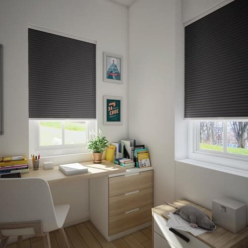 Changshade Cordless Blackout Cellular Shades for Indoor Windows Doors, Black Out Room Darkening HoneyComb Blinds Thermal Insulated 1.5 Inch Cell for Home, Bedroom, Bathroom, Nursey, 22"W×64"H, Black - Thumbnail 5
