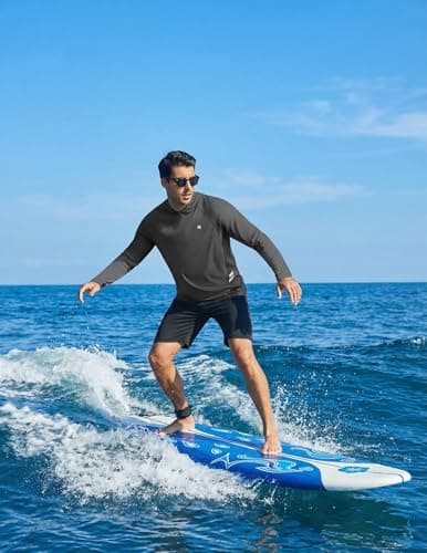 PINSPARK Men's Sun Hoodie Shirts Long Sleeve Fishing Swim SPF Shirt Rash Guard UPF 50+ Lightweight for Hiking Running Workout M Dark Grey - Thumbnail 6