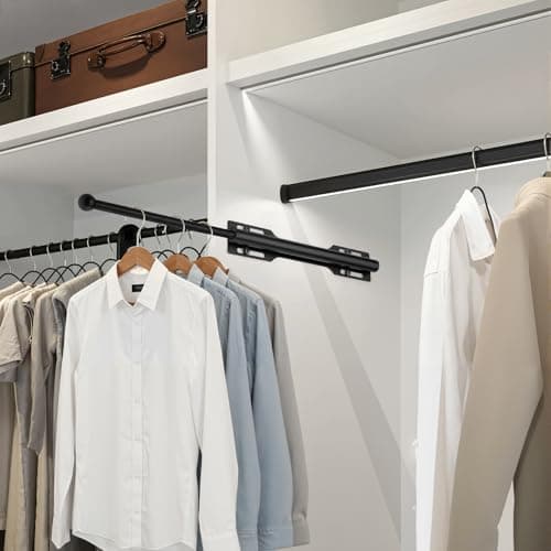 LOMILD Valet Rod for Closet Pull Out, Retractable Slide Out Rod for Closet, Black - Thumbnail 4