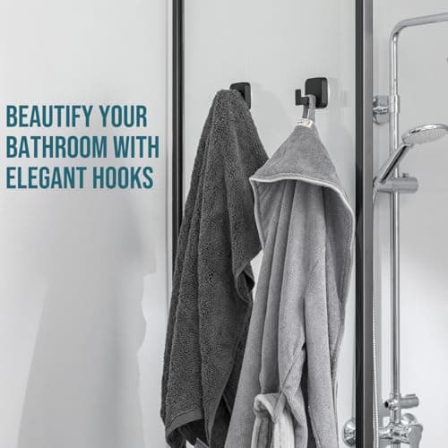 TAILI Thickened 304 Stainless Steel Bathroom Suction Hook for Towel, Loofah, Bathrobe, Patented Strong Suction Cup Holder, Damage-Free Hanging Glass Shower Wall Hook, Hold Up to 11 Lbs, 2 Pack, Black - Thumbnail 3