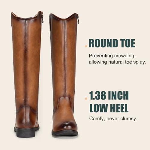 Vepose Women's Knee High Boots 956 Brown Zipper Casual Weather Tall Fashion Retro Vegan Boots for Women Size 8(CJY956 Brown pu 08) - Thumbnail 6