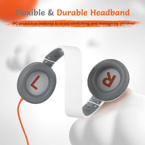 TONOSHARK Kids Wired Headphones with Microphone, Volume Limited to 85/94dB, Foldable 3.5mm Jack Headset for Girls, Pink Over-Ear Headphones for School, Study & Travel, Includes Carry Case（White） - Thumbnail 4