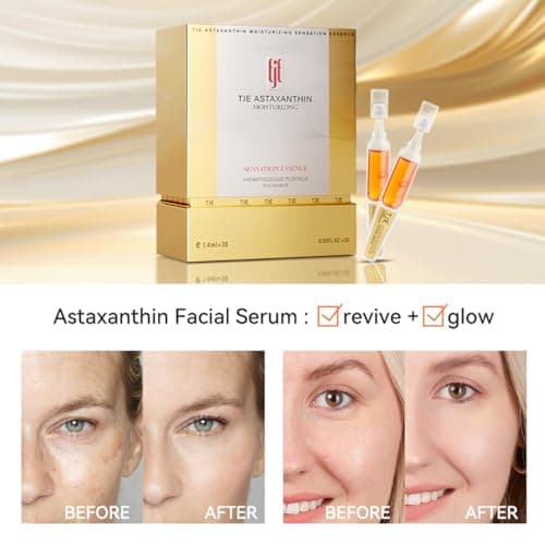 Astaxanthin Serum Ampoules for Face, 0.05 Fl Oz x 28, Hyaluronic Acid and Niacinamide Hydrating Facial Serum, Brightening Anti Aging Skincare for Dry Dull Skin - Thumbnail 2