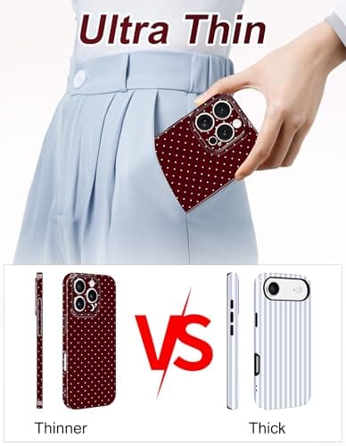 Aitipy Magnetic Polka Dot Phone Case for iPhone 13 Pro Max, Compatible with MagSafe, Cute Polka Dots Fashion Aesthetic Soft TPU Slim Shockproof Protective Phone Cover for Women Girls-Wine Red - Thumbnail 3