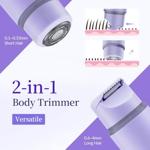 Bikini Trimmer for Women, 2-in-1 Electric Razor & Pubic Hair Trimmer, IPX6 Waterproof Bikini Shaver with 0.1-4 mm Combs, USB Charge, Painless Razors for Women Legs Underarms Face (Lalic) - Thumbnail 2