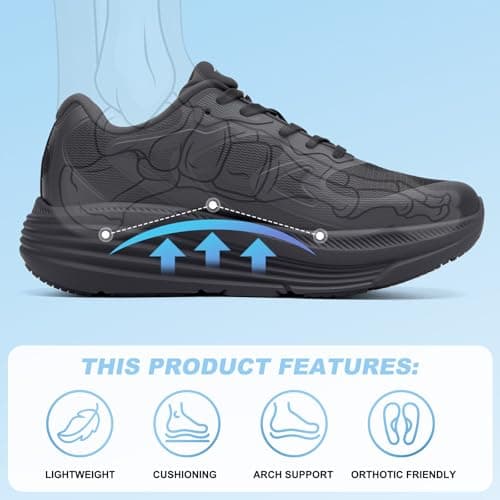 ALEADER Womens Walking Shoes, Non Slip Work Shoes, Tennis Running Shoes for Women Zapatos para Mujer All Black Size 8.5 - Thumbnail 6
