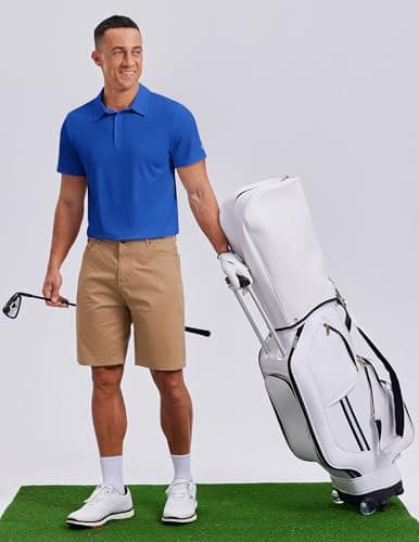 PINSPARK Mens Polo Shirt Moisture Wicking Golf Shirts for Men Performance Casual Collared Shirt Quick Dry Regular Fit Polos Royal Blue - Thumbnail 2