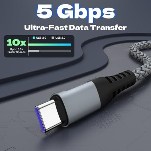 USB A to USB C Cable for CarPlay [2 Pack 6FT], 60W Charging Cable,Type C Charger Cord, USB C Data Cable for Samsung Galaxy S25 S24 S23 Series, Note 20, iPad, iPhone 17/16/15 and USB-C Devices - Thumbnail 3