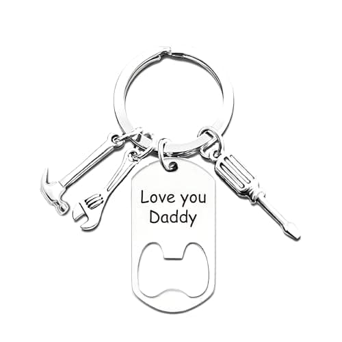 Ediseng Funny Dad Father Day Gifts from Daughter,Cool Keychain for Men,Cool Dad Keychain with Bottle Opener,Wrench,Screwdriver and Hammer - Image 1