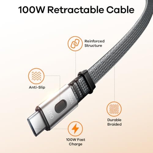 REWONDER 100W Fast Charging Power Bank 20000mAh with Built-in Retractable USB-C Cable, Portable Charger for MacBook Laptop, iPhone 17/16 Series, Samsung, TSA Approved for Air Travel - Thumbnail 6