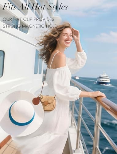 Niveaya Magnetic Hat Clip for Travel on Bag - Magnet Storage Hook, Vacation Traveling Essentials Accessory Brown - Thumbnail 2