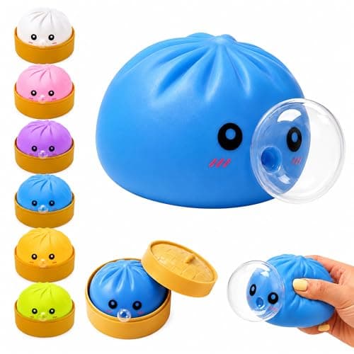 KYLARA Blue Dumpling Squishies, Mystery Bubble Popping Dumpling, Hollow Plastic Squeeze Stress Ball, Cute Bao Bun Press and Pop Fidget Sensory Toy - Image 1