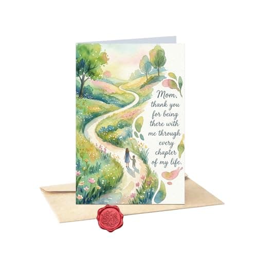 Ami Happy Mother's Day Card for Mom 5x7 Inch with Envelope & Sealing Sticker, Thank You Mom Appreciation Greeting Card, Birthday Card for Mom from Daughter or Son, Blank Inside Watercolor Mom Card - Image 1