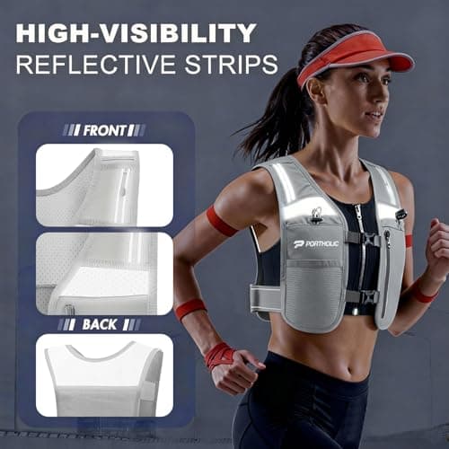 PORTHOLIC Running Vest for Women Men with 500ml/1.5L Water Bottle |Adjustable Hydration Vest with Water Bladder |Reflective |Lightweight |Muti-Pockets |Breathable for Running Accessories for Hiking - Thumbnail 5